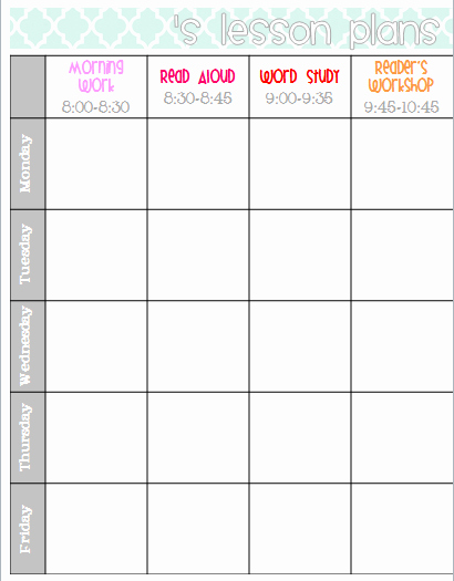 Weekly Lesson Plan Templates Elementary Unique Elementary organization Two Updated Lesson Plan Templates