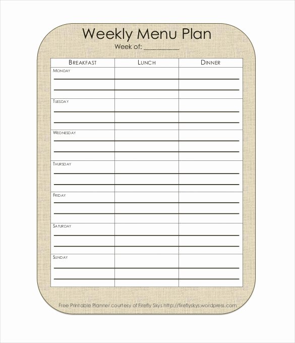 Weekly Menu Template Word Inspirational 31 Menu Planner Templates Free Sample Example format