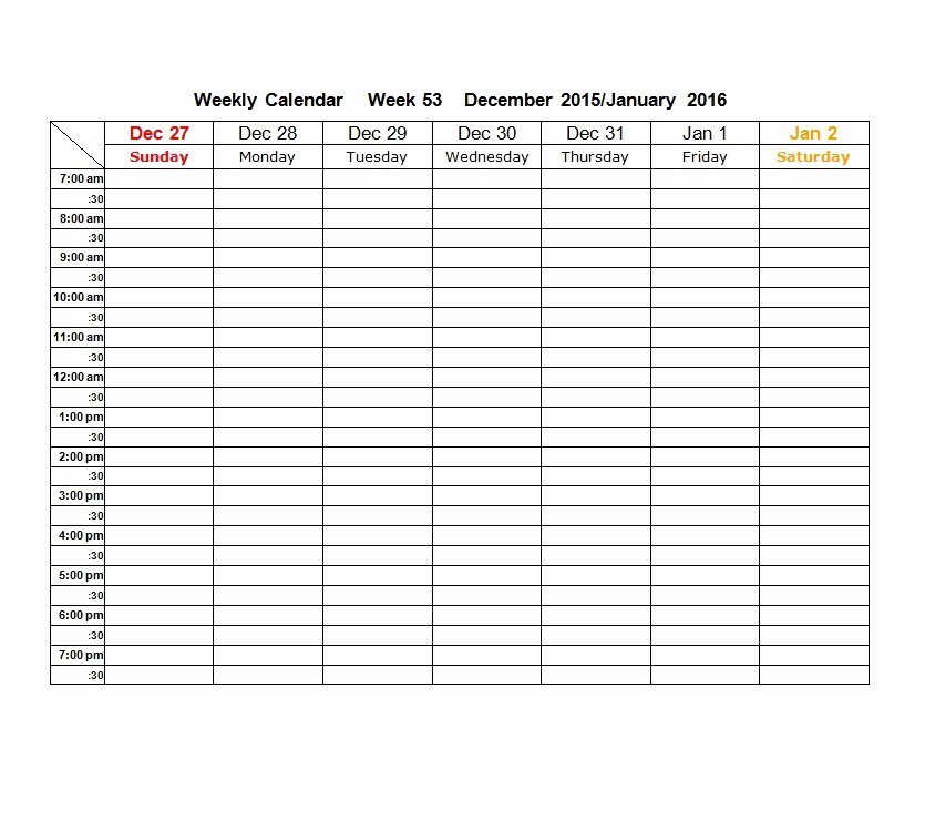 Weekly Schedule Template Pdf Elegant 26 Blank Weekly Calendar Templates [pdf Excel Word]
