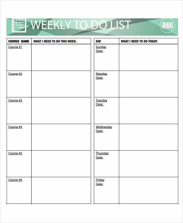 Weekly to Do List Template Awesome Sample Weekly to Do List Template 8 Free Documents