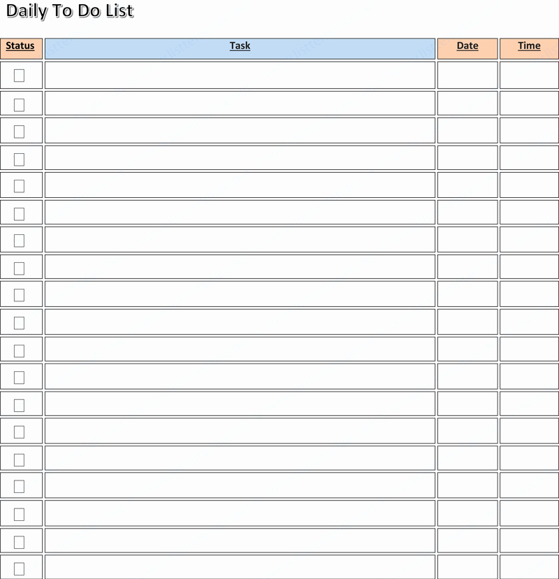 Weekly to Do List Template New Daily to Do List Template List Templates