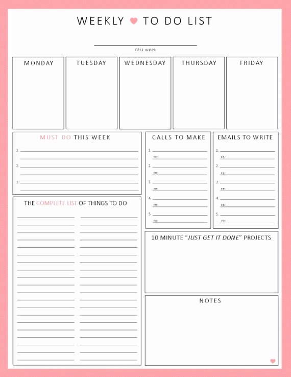 Weekly to Do List Templates Awesome Weekly to Do List 1 Sheet Printable organization by Sheplans