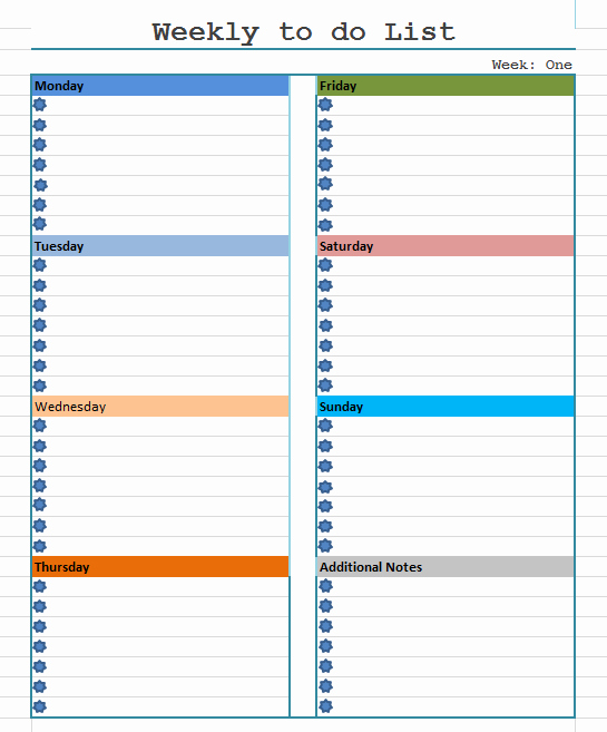 Weekly to Do List Templates Best Of Weekly to Do List Template Blue Layouts