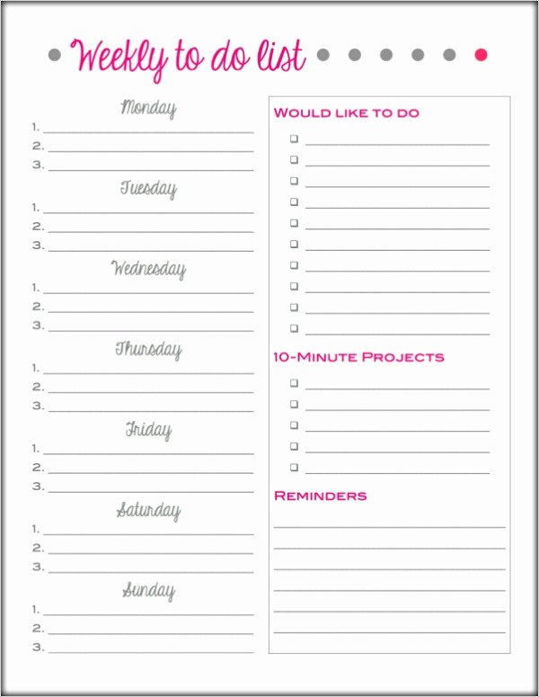Weekly todo List Template Beautiful Free Printable Weekly to Do List
