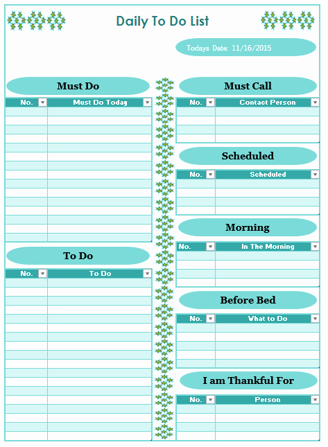 Weekly todo List Template Fresh Daily to Do List Template Blue Layouts