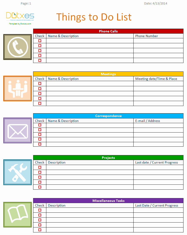Weekly todo List Template Fresh to Do List Template Business Version Dotxes