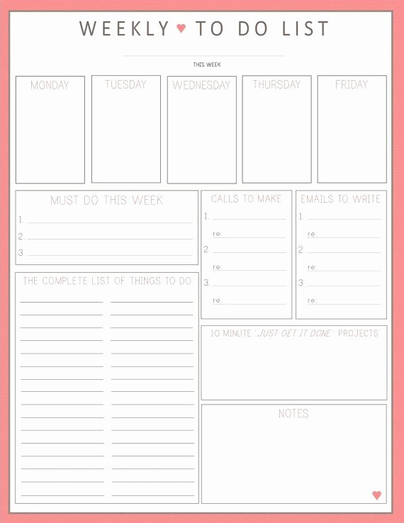 Weekly todo List Template Lovely Pinterest • the World’s Catalog Of Ideas