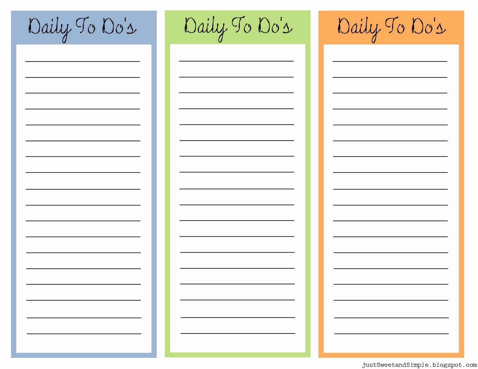Weekly todo List Template New Just Sweet and Simple Printable Little Daily to Do List S