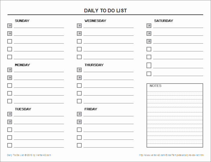 Weekly todo List Template Unique Daily to Do List