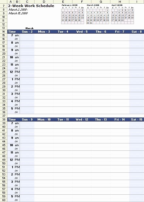 Weekly Work Schedule Template Best Of A Free Bi Weekly Work Schedule Template for Excel at