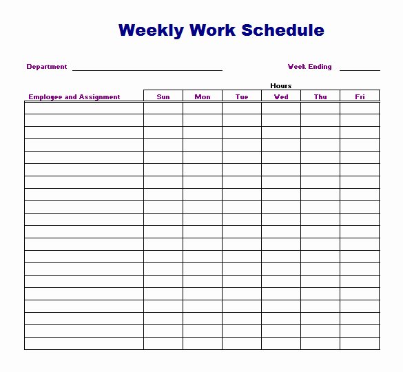 Weekly Work Schedule Template Elegant Weekly Work Schedule Template 8 Free Word Excel Pdf
