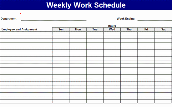 Weekly Work Schedule Template Fresh Weekly Work Schedule Excel Template format – Analysis Template