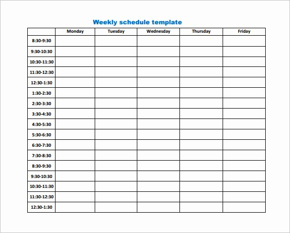 Weekly Work Schedule Template Inspirational 9 Weekly Work Schedule Templates Pdf Docs