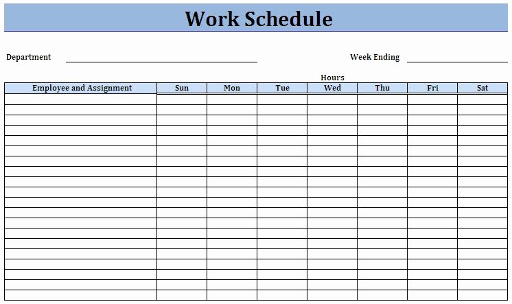 Weekly Work Schedule Template New Weekly Work Schedule Template