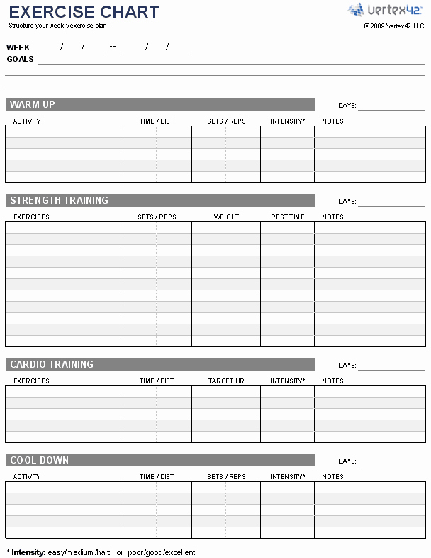 Weekly Workout Schedule Template Luxury Free Exercise Chart or Ms Excel Use This Template to