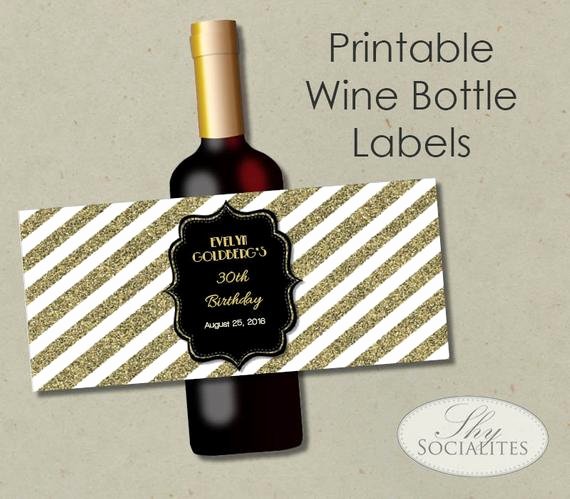Wine Bottle Tag Template Best Of Black &amp; Gold Glitter Printable Wine Label Hostess Gift