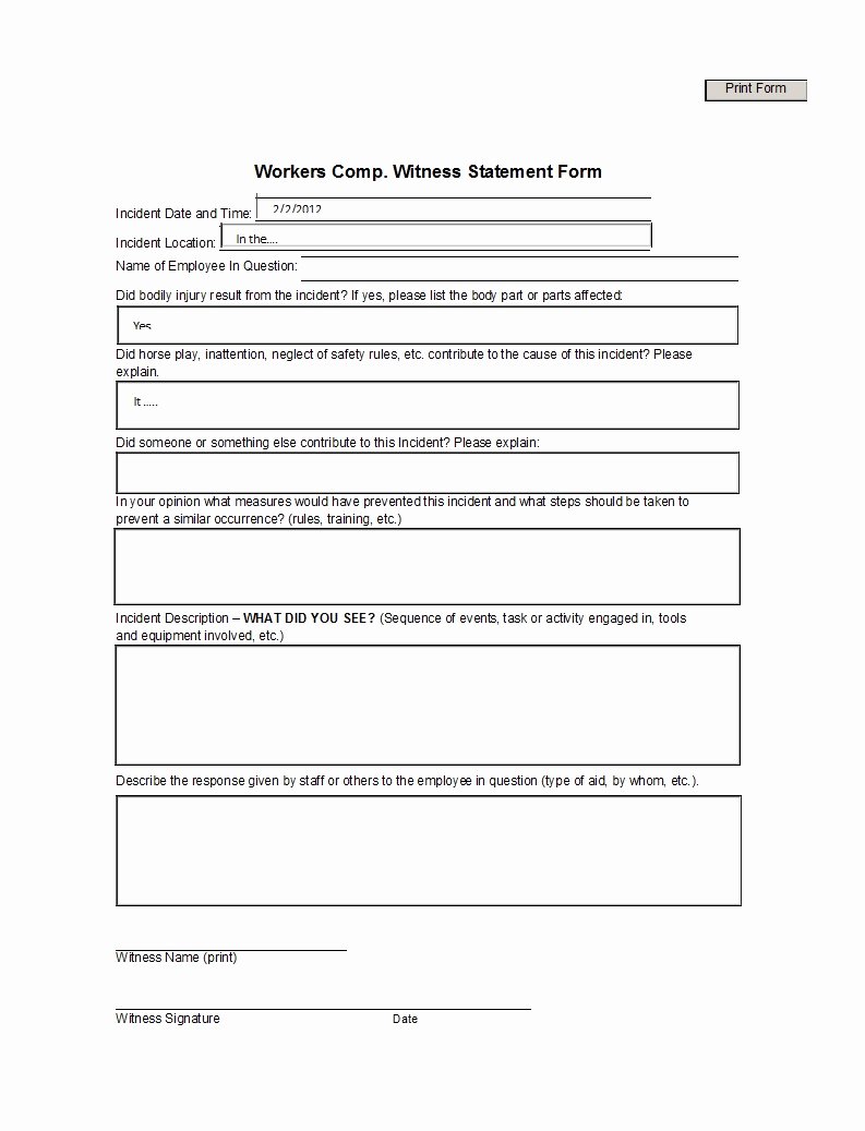 Witness Statement Template Word Inspirational 50 Professional Witness Statement forms &amp; Templates