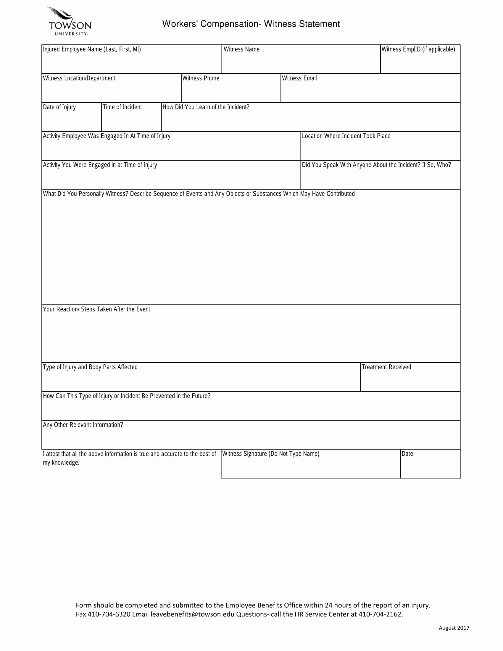 Witness Statement Template Word Inspirational Free 14 Employee Witness Statement forms In Word