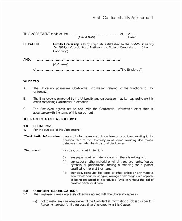 Word Employee Confidentiality Agreement Templates Lovely Confidentiality Agreement Template 16 Free Pdf Word
