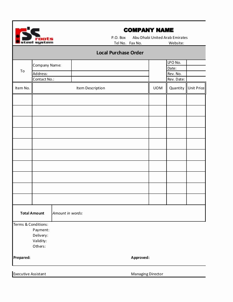 Word Purchase order Template Awesome Template L P O