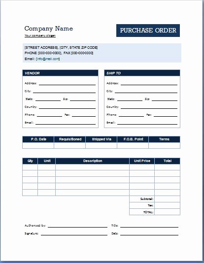Word Purchase order Template Fresh formal Purchase order Template