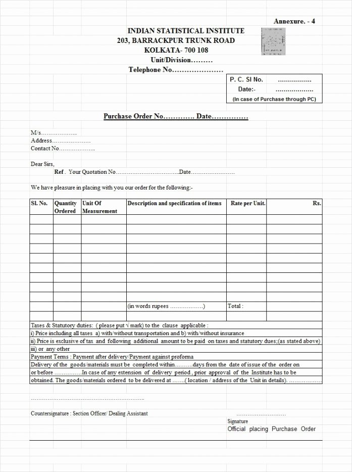 Word Purchase order Template Lovely Purchase order Template