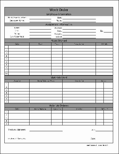 Work order Template Pdf Inspirational Free Detailed Numbered Row Work order From formville