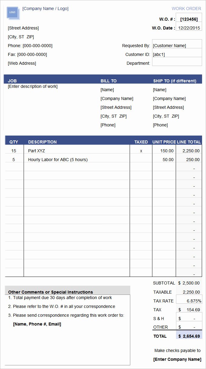 Work order Template Word Best Of Work order Template – 20 Free Word Excel Pdf Document