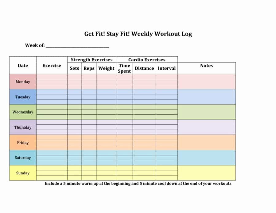 Work Out Schedule Template Luxury 40 Effective Workout Log &amp; Calendar Templates Template Lab