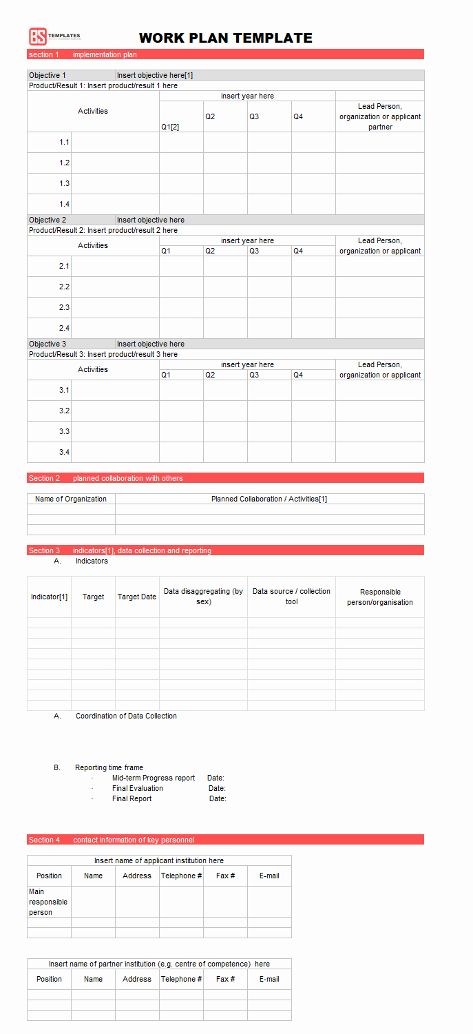 Work Plan Template Excel Beautiful Work Plan [ Templates Samples