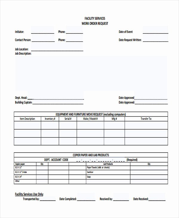 Work Request form Template Best Of Free 22 Work order form In Templates Pdf