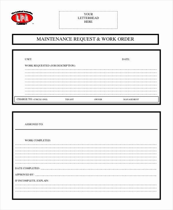 Work Request form Template Unique 13 order Template Free Sample Example format