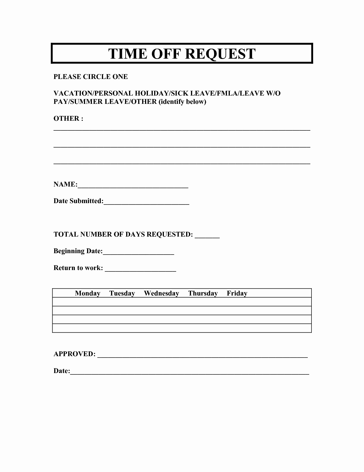 Work Request form Template Unique Vacation Time F Request Template