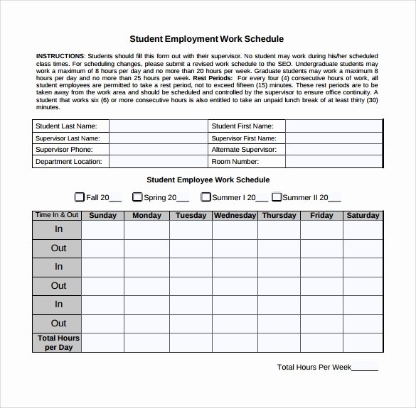 Work Schedule Template Pdf Awesome Work Schedule Template 15 Download Free Documents In