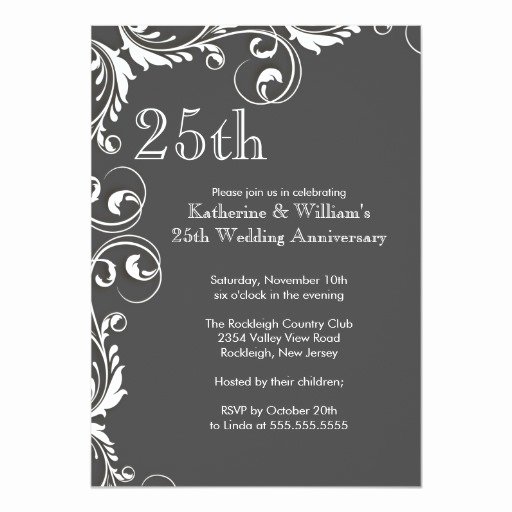 25th Wedding Anniversary Invitations Templates Beautiful 25th Wedding Anniversary Party Invitations