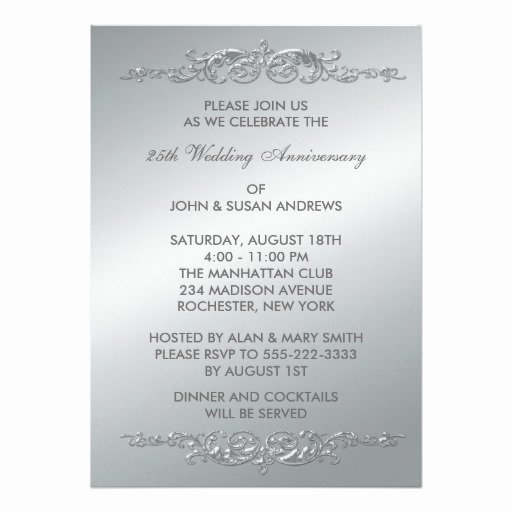 25th Wedding Anniversary Invitations Templates Beautiful Silver 25th Wedding Anniversary Invitations