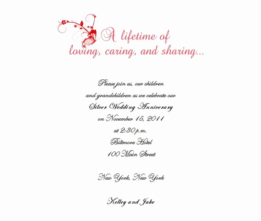 25th Wedding Anniversary Invitations Templates Elegant 25th Wedding Anniversary Invitations 2 Wording