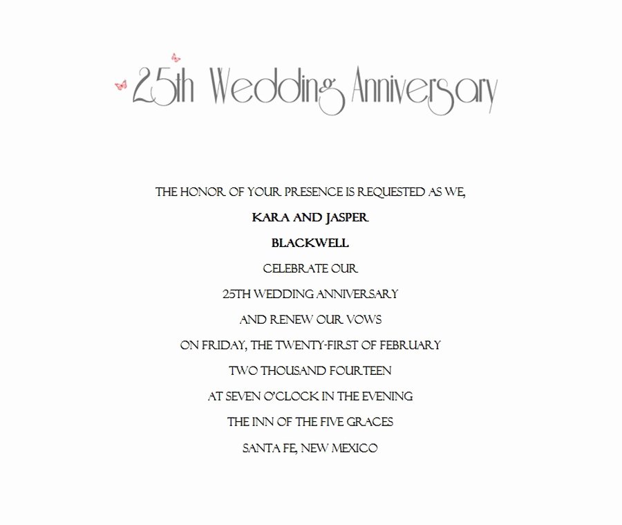 25th Wedding Anniversary Invitations Templates Fresh 25th Wedding Anniversary Invitations 10 Wording