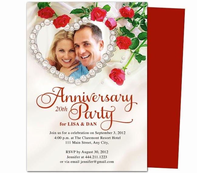 25th Wedding Anniversary Invitations Templates Fresh Heart Frame Anniversary Invitation Template