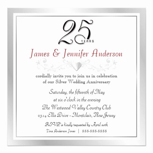 25th Wedding Anniversary Invitations Templates Inspirational 25th Wedding Anniversary Party Invitations