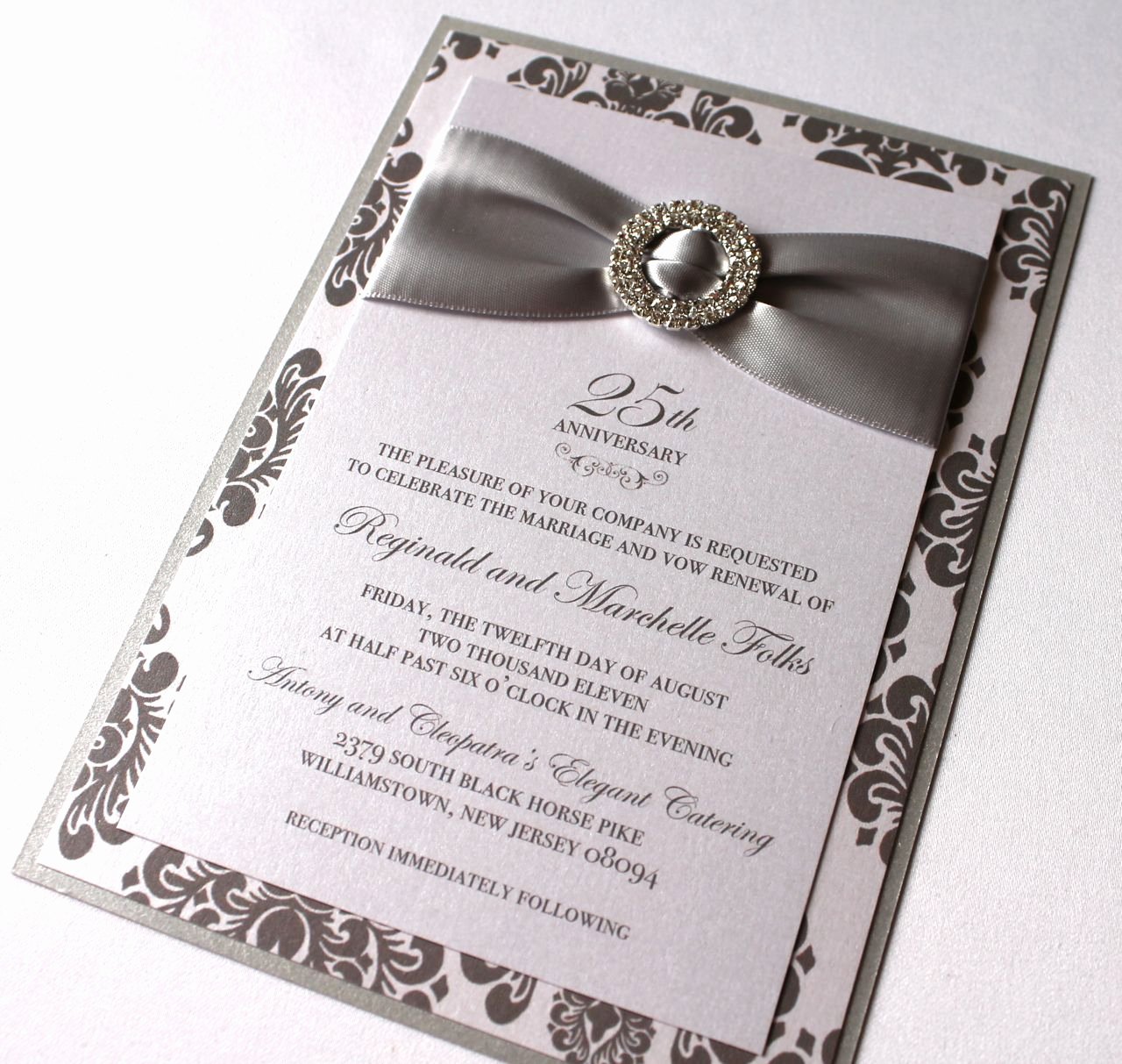 25th Wedding Anniversary Invitations Templates Lovely Embellished Paperie 25th Anniversary Invitations Silver