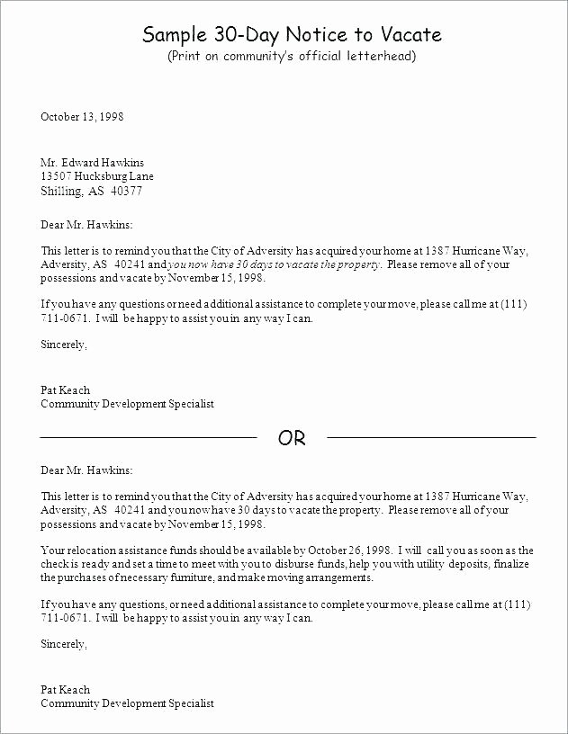 30 Days Eviction Notice Template Beautiful Template for 30 Day Notice to Landlord – Stagingusasportfo