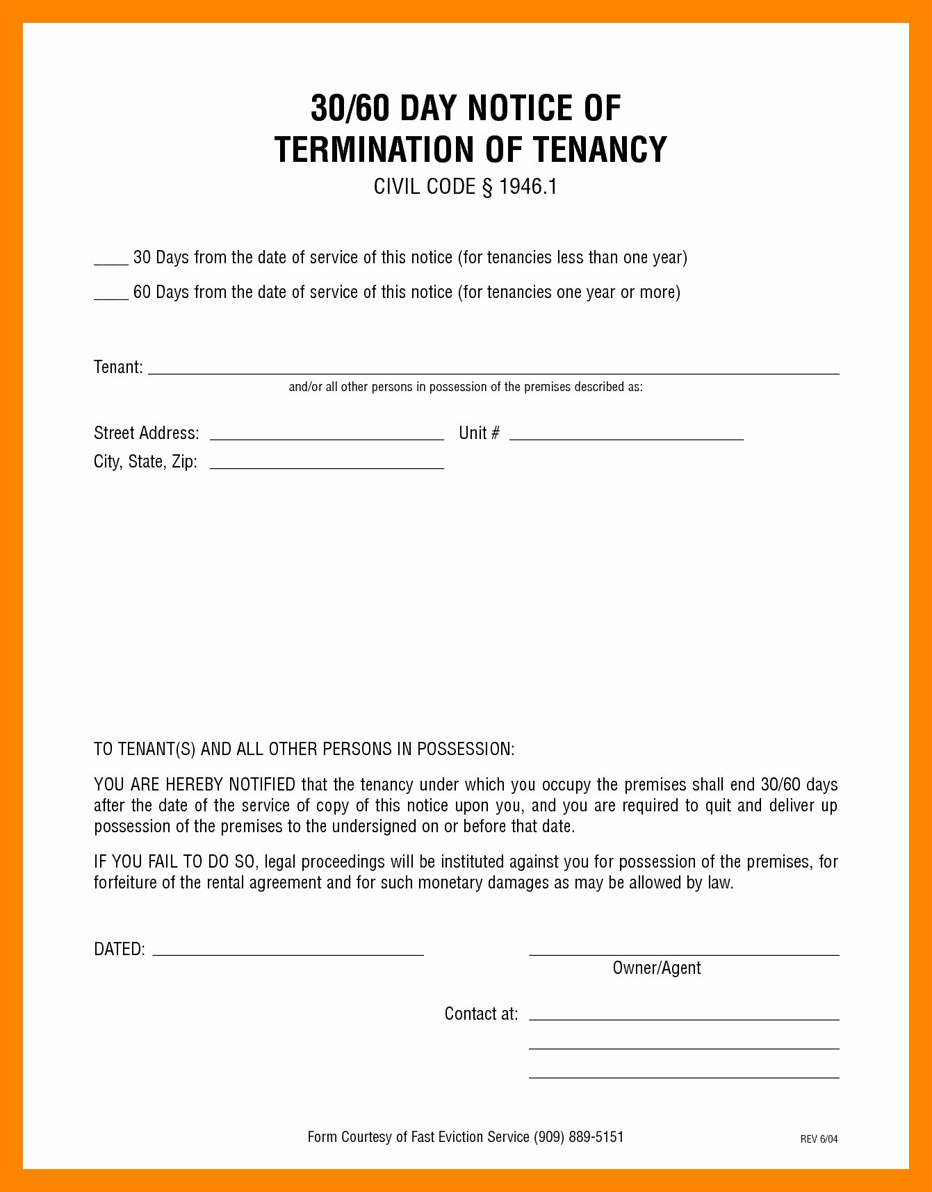 30 Days Eviction Notice Template Unique 30 Day Eviction Notice Template