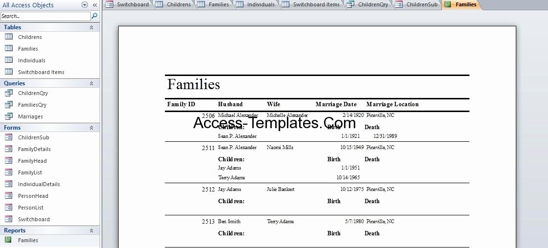 5 Generation Family Tree Template Awesome Family Tree Template Genealogy for Microsoft Access 2007