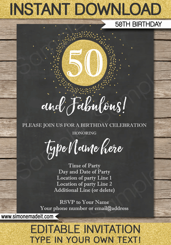 50th Anniversary Invitations Templates Best Of Chalkboard 50th Birthday Invitations Template