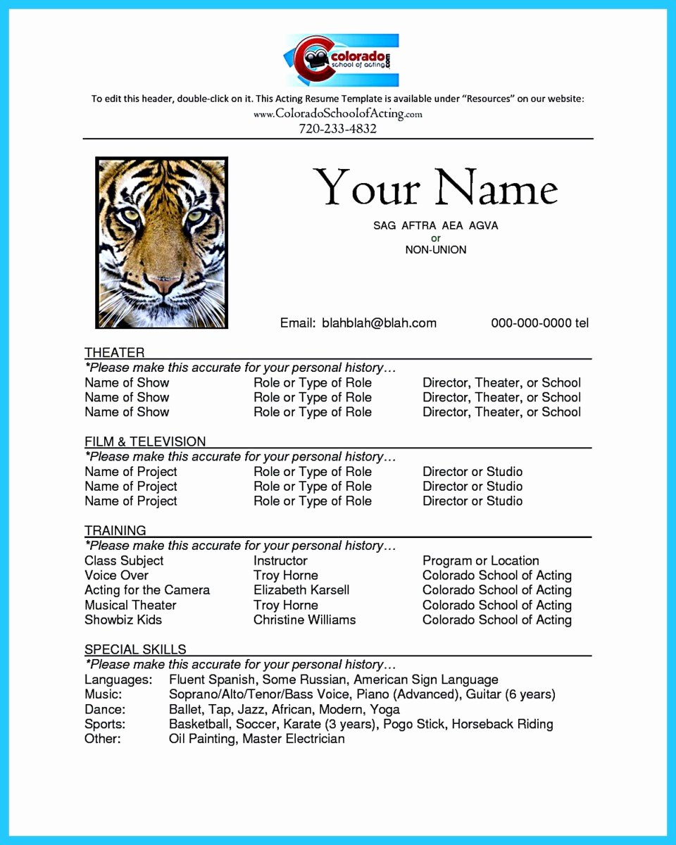 40 Acting Resume Template Word Markmeckler Template Design