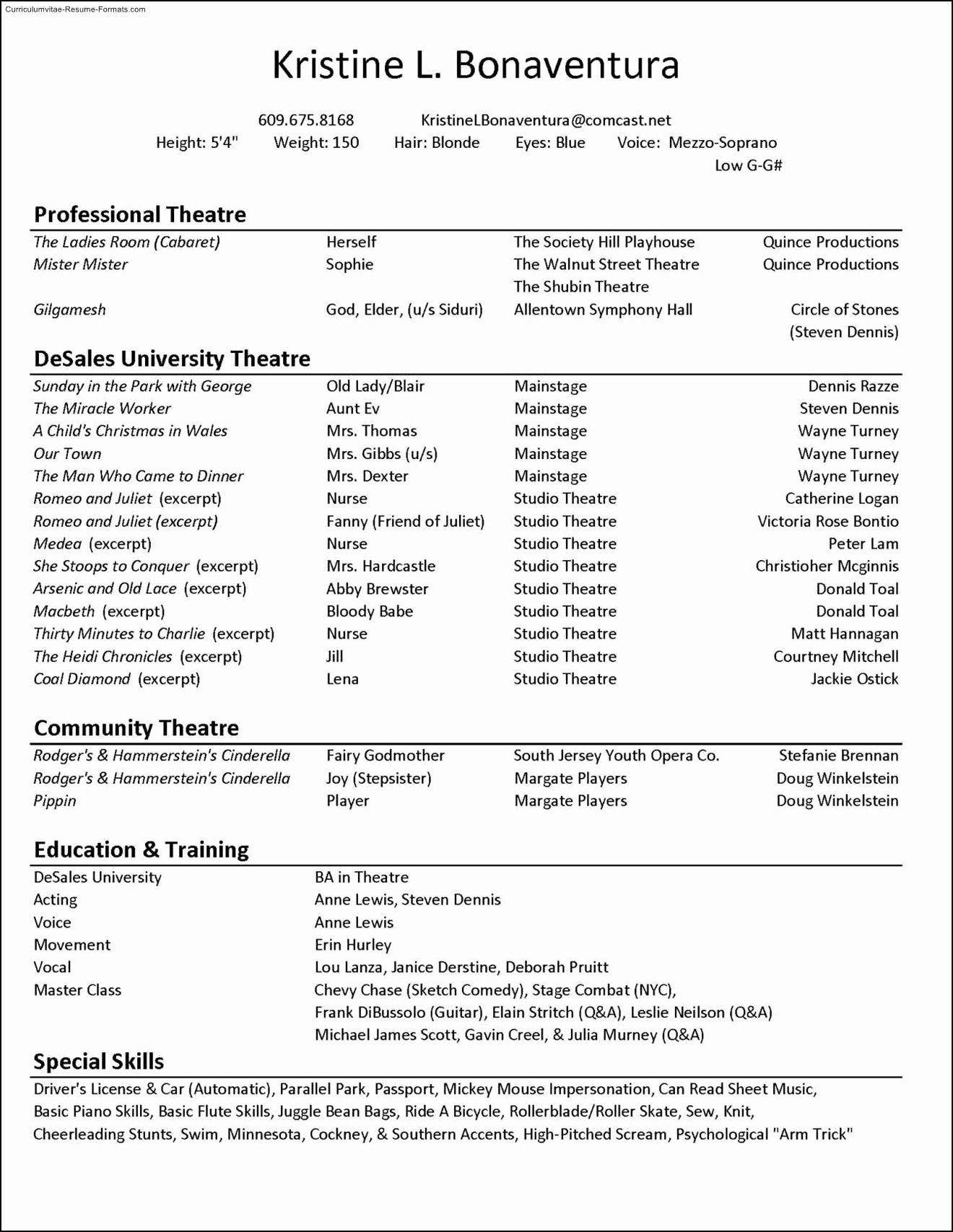 Acting Resume Template Word Best Of Acting Resume Template Download
