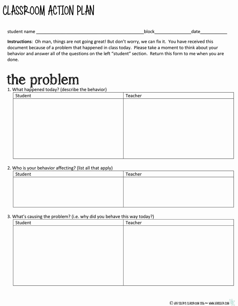 Action Plan Template for Students Awesome Discipline Action Plan
