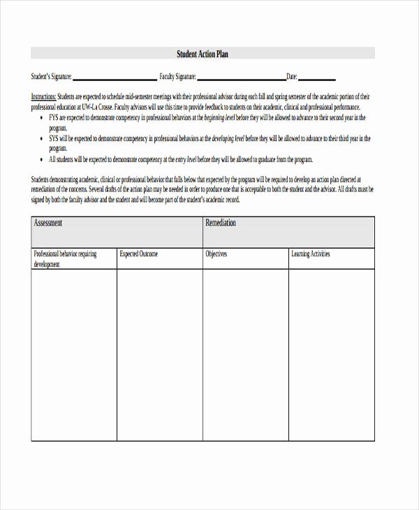 Action Plan Template for Students Best Of 8 Student Action Plan Templates Free Sample Example