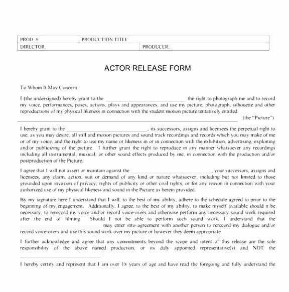Actor Release form Template New 12 Release form for Ing Template Iayei